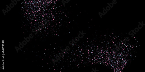 Star dust. Confetti with blue and pink glitter on a black background. Shiny scattered sand particles. Decorative elements. Luxury background for your design, cards, invitations. Vector