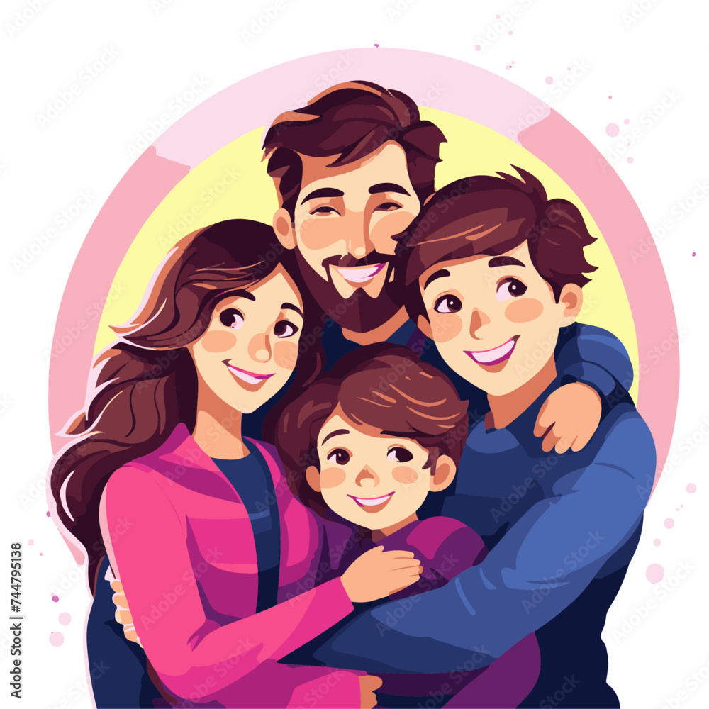 Happy family. Father, mother, son and daughter. Vector illustration Happy family. Father, mother, son and daughter. Vector illustration