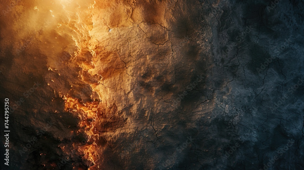 golden radiance: glowing texture of an otherworldly landscape