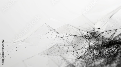Many lines connecting dots, concept image for networks, global economy, internet, data flows - AI Generated