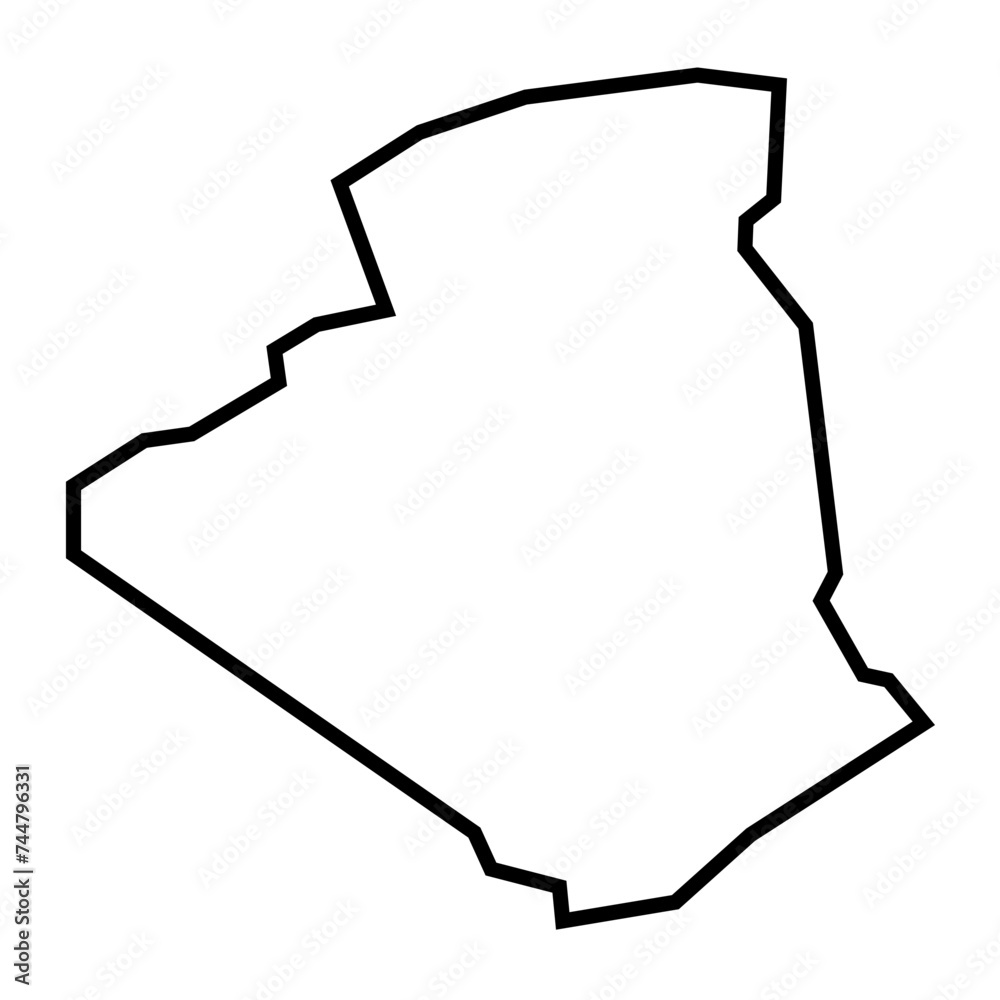 Algeria country thick black outline silhouette. Simplified map. Vector icon isolated on white background. Algeria country thick black outline silhouette. Simplified map. Vector icon isolated on white background.