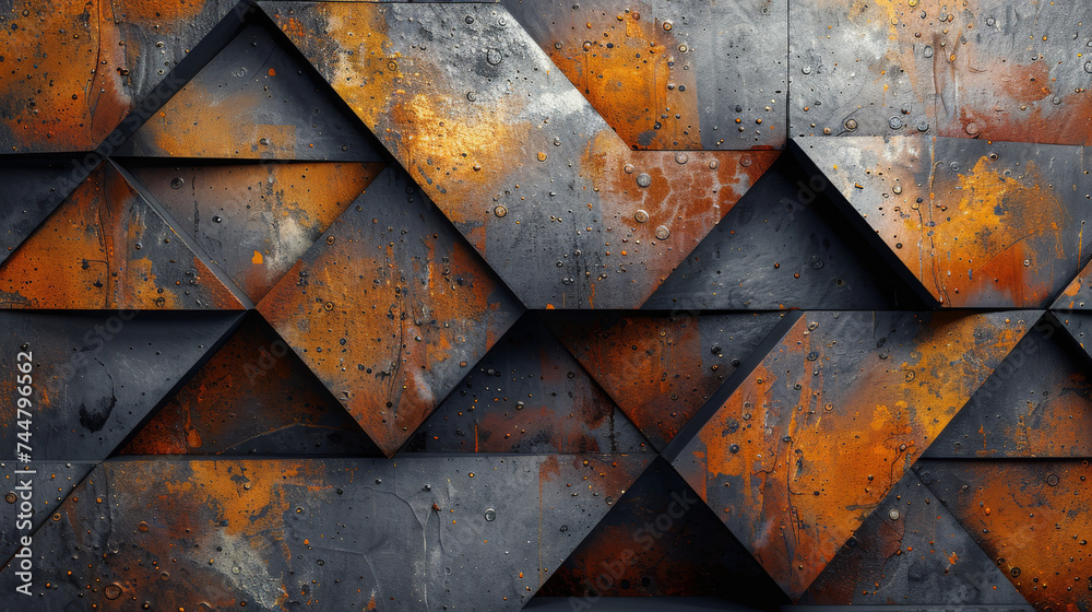 Rusty Metal Wall With Orange Paint