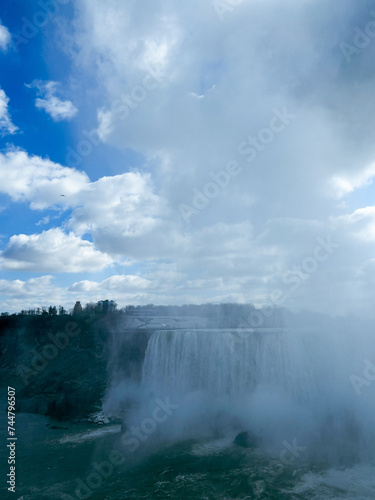 Niagara Falls  Ontario  Canada. Niagara Falls is the largest waterfall in the world. Picturesque view from Canadian side.