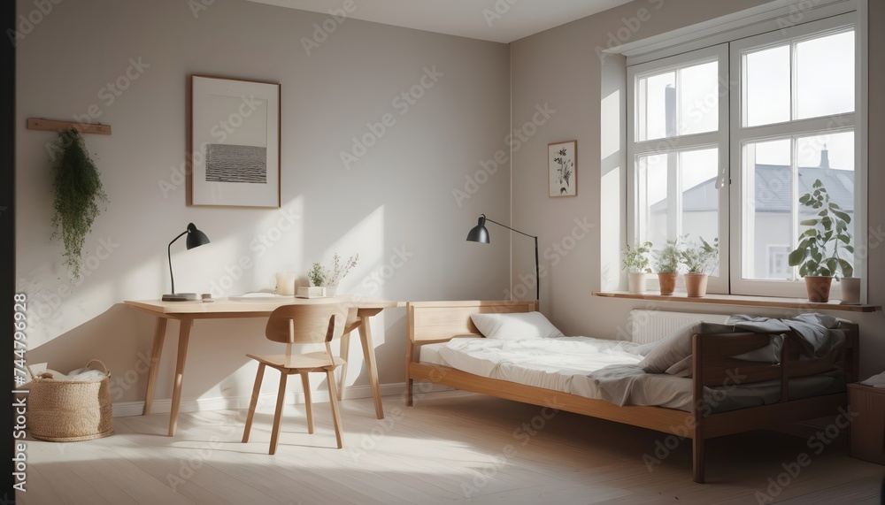 Fototapeta premium Modern Scandinavian live-in room mock-up design