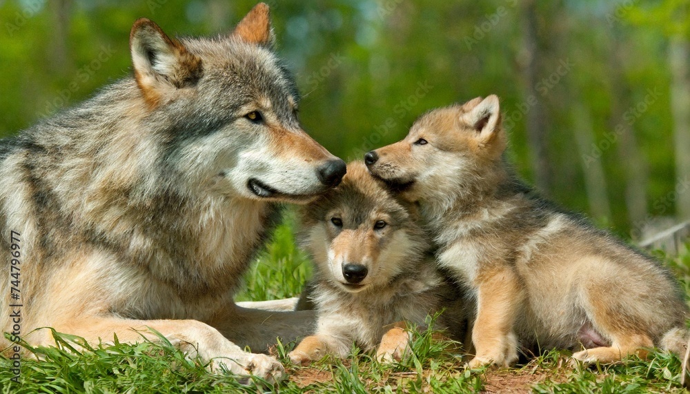 usa minnesota pine county adult wolves and pups