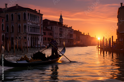 Romantic Gondola Ride at Dusk: A Mesmerizing Journey through Venice's Serene Canals