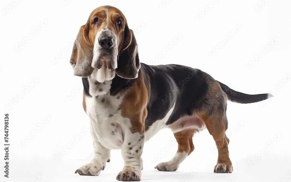 This Basset Bleu de Gascogne poses majestically, showcasing its glossy coat and sturdy physique. Its attentive expression and long ears create a noble appearance. This Basset Bleu de Gascogne poses majestically, showcasing its glossy coat and sturdy physique. Its attentive expression and long ears create a noble appearance.