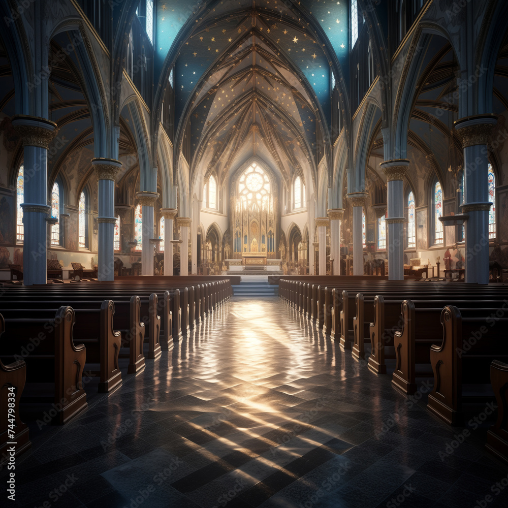 illuminating the interior of church