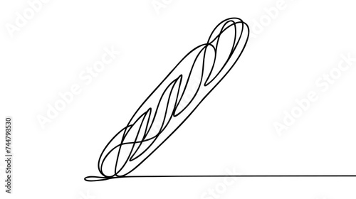 One continuous line drawing of long loaf bread.