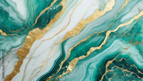 marble background white turquoise green marbled texture with gold veins abstract luxury background for wallpaper banner invitation website illustration photo