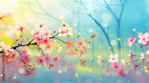 pink sakura flowers painting