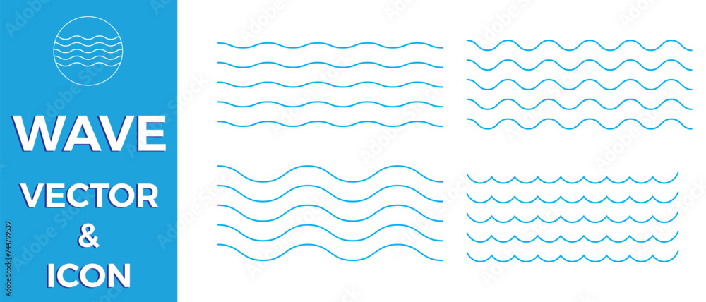 Sea wave icon set. Water wave logo, line ocean symbol, vector flat icon set. Water outline symbol. Sea and Ocean signs, icon. Vector illustration of sea wave and curve line Sea wave icon set. Water wave logo, line ocean symbol, vector flat icon set. Water outline symbol. Sea and Ocean signs, icon. Vector illustration of sea wave and curve line