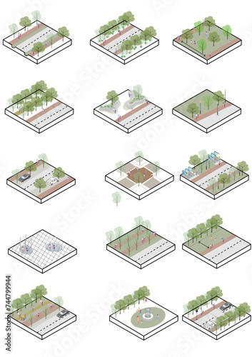 Strategies for street design and landscape design.
Vector representation of the strategies. photo