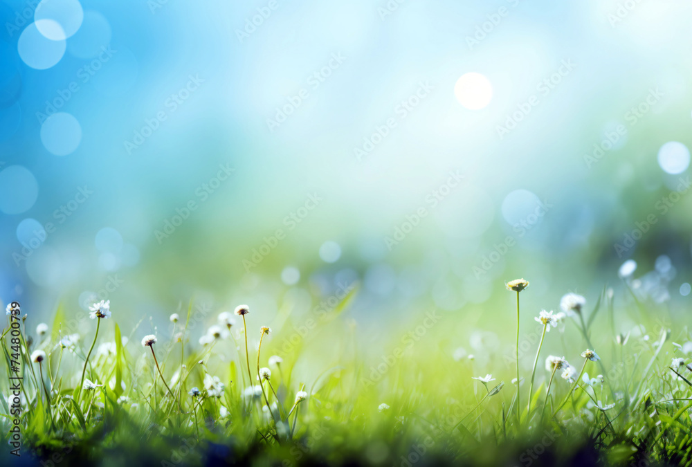 spring sunny background bokeh background of grass
