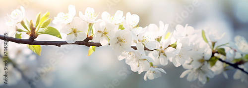 the white flowers of the cherry trees against a soft background © IgnacioJulian