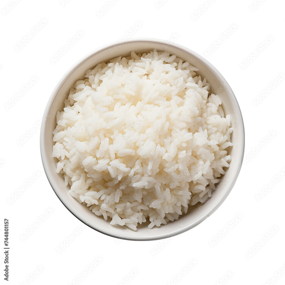 Cooked Rice in a white bowl. Isolated on a transparent background. Cooked Rice in a white bowl. Isolated on a transparent background.