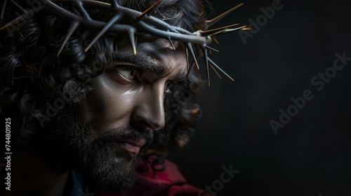 Ultrarealistic concept art of Jesus Christ with crown of thorn #744801925
