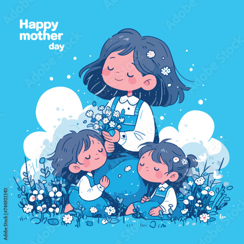 Mother And Son Banner Background Vector for Design