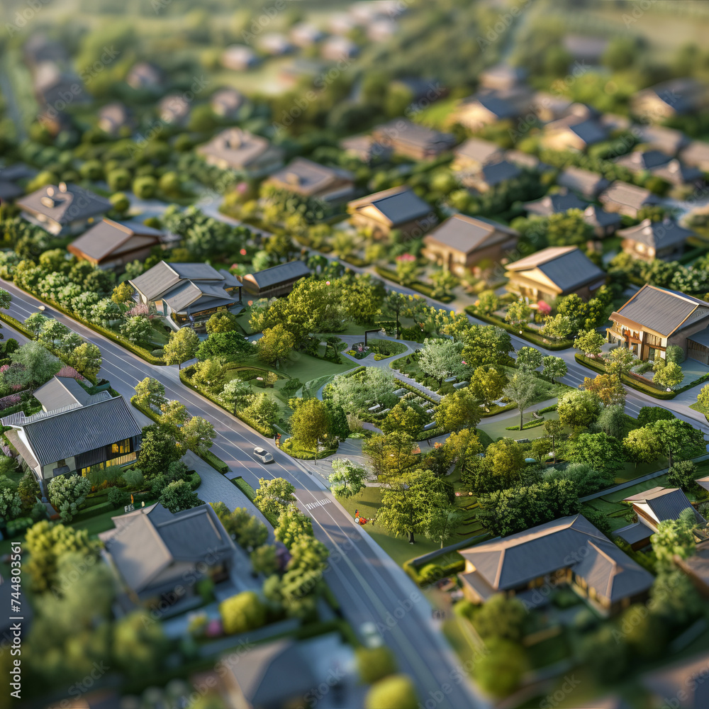 Naklejka premium Rural Background. Aerial View of Rural Development. Nature background.