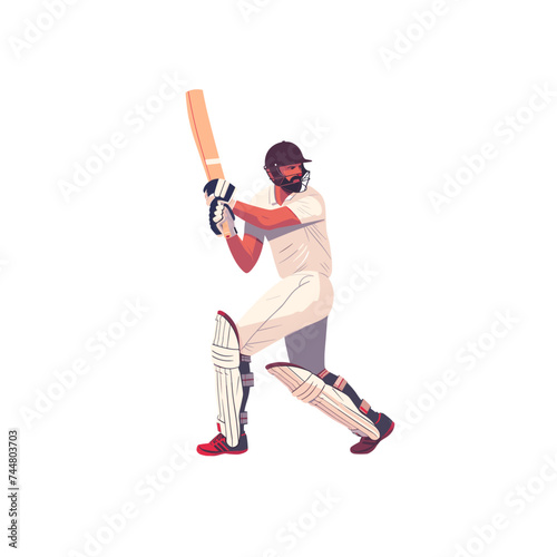 Cricket player hitting ball