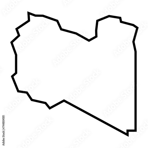 Libya country thick black outline silhouette. Simplified map. Vector icon isolated on white background.