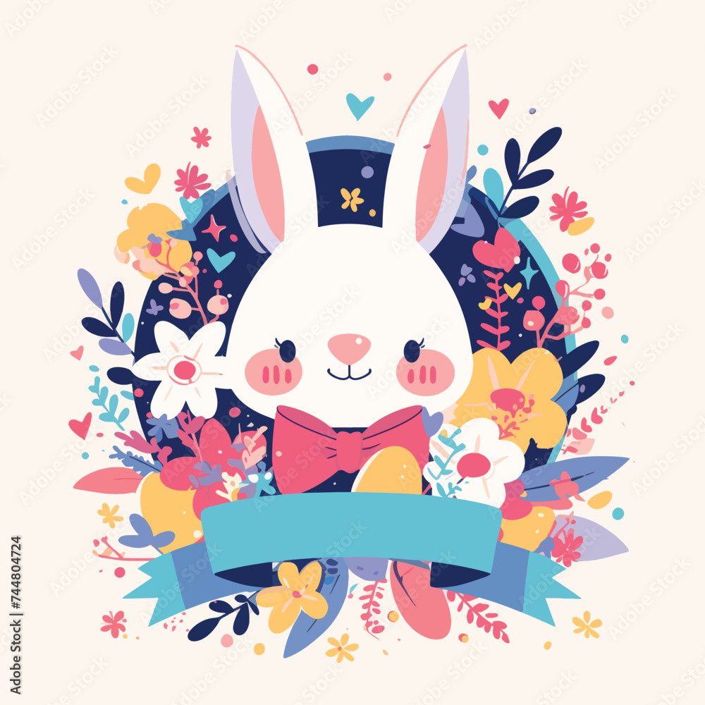 Rabbit and Egg Cute Banner Background Vector Art for Design Stock ...