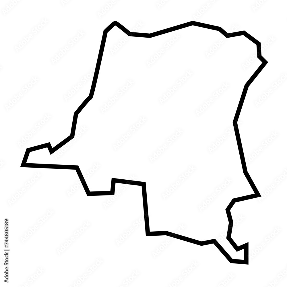 Democratic Republic of the Congo country thick black outline silhouette. Simplified map. Vector icon isolated on white background. Democratic Republic of the Congo country thick black outline silhouette. Simplified map. Vector icon isolated on white background.