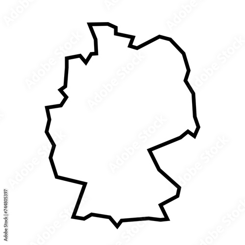 Germany country thick black outline silhouette. Simplified map. Vector icon isolated on white background.
