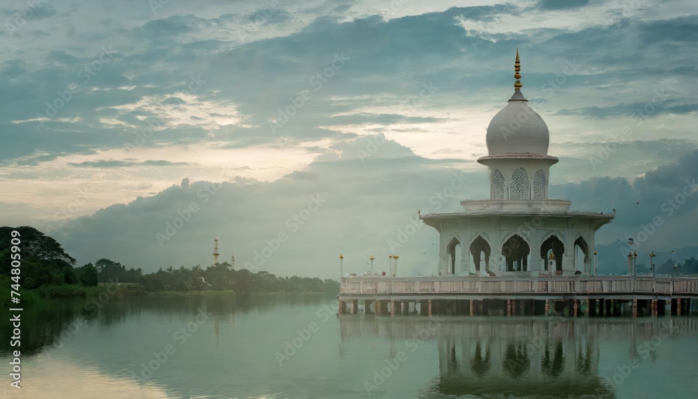 Obraz premium Ramadan, month of fasting concept. mosques on blurred background 