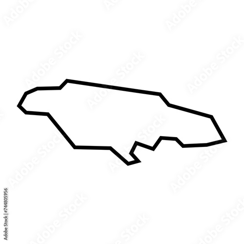 Jamaica country thick black outline silhouette. Simplified map. Vector icon isolated on white background.