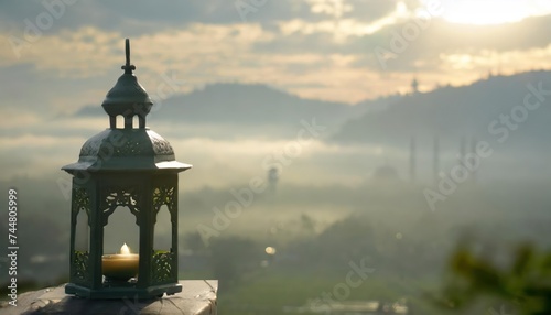 Ramadan, month of fasting concept. mosques on blurred background 