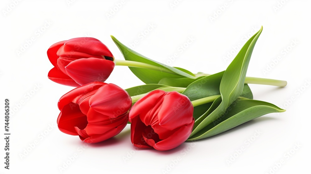 Beautiful red tulips isolated on white background Beautiful red tulips isolated on white background