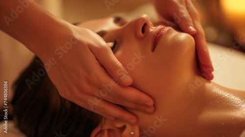 Facial Massage at Spa with Warm Lighting