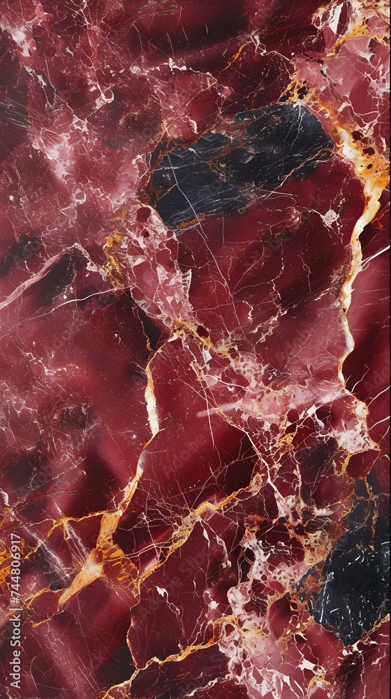 Luxury Marble Texture in burgundy Colors. Panoramic Template for a Smartphone Cover or Wallpaper