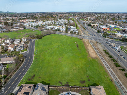Quadro su tela Drone photos over vacant land in a community in a community in northern California
