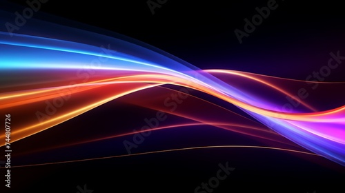 Colorful motion elements with neon led illumination. Abstract futuristic background