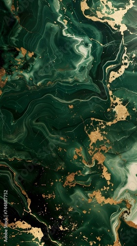 Luxury Marble Texture in dark green Colors. Panoramic Template for a Smartphone Cover or Wallpaper