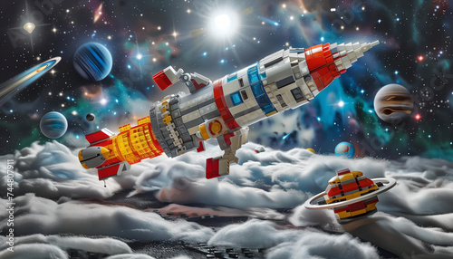 Lego spaceship in space