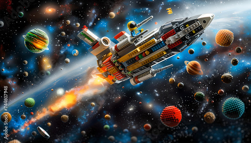 Lego Spaceship and planets