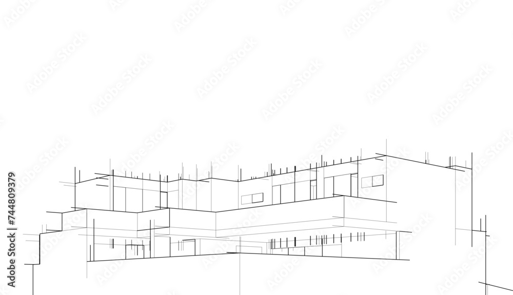 house building sketch architecture 3d illustration house building sketch architecture 3d illustration