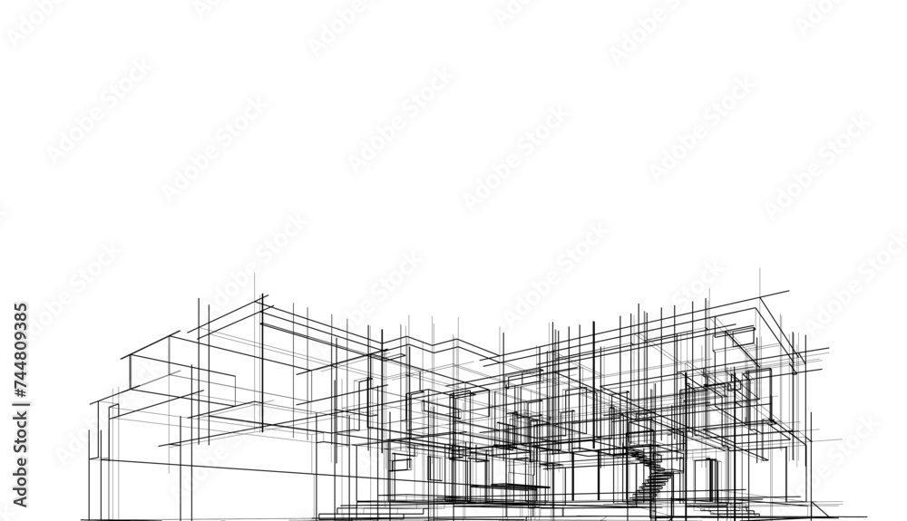 house building sketch architecture 3d illustration house building sketch architecture 3d illustration