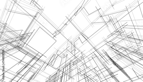 house building sketch architecture 3d illustration