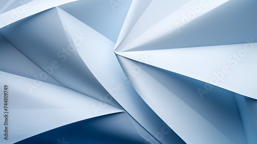 Macro image of paper folded in geometric shapes, three-dimensional effect, abstract background