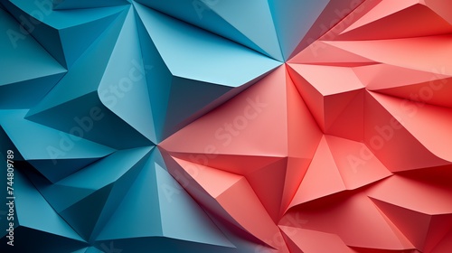 Macro image of paper folded in geometric shapes, three-dimensional effect, abstract background