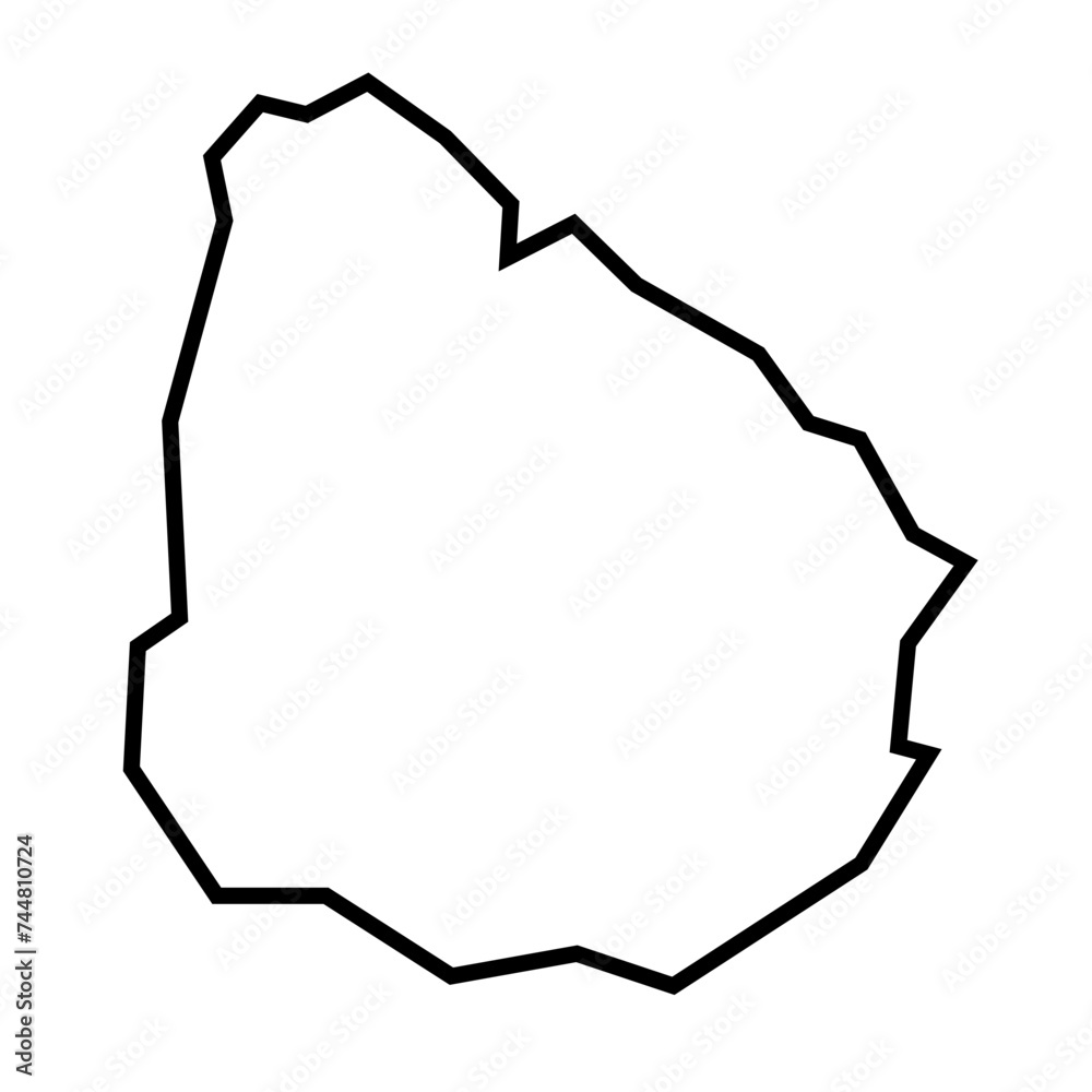 Uruguay country thick black outline silhouette. Simplified map. Vector icon isolated on white background. Uruguay country thick black outline silhouette. Simplified map. Vector icon isolated on white background.