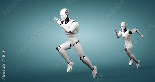 XAI 3d illustration Running robot humanoid showing fast movement and vital energy in concept of future innovation development toward AI brain and artificial intelligence thinking by machine learning © Summit Art Creations
