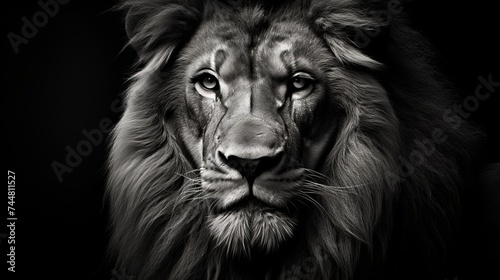 Portrait of beautiful African lionin black and white