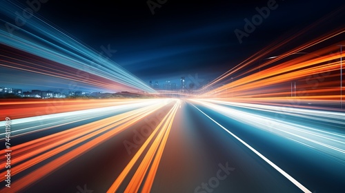 Speed Traffic - light trails on motorway highway at night   long exposure abstract urban background