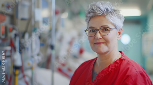 Portrait of a Smiling Professional Nurse in Modern Hospital Ward