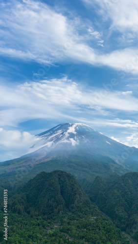 aerial view of Mount Merapi is the most active volcano in Indonesia located in the central part of Java Island in Sleman Regency, Yogyakarta